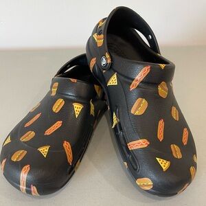Crocs Bistro Hamburger Hotdog Pizza Men's 8 Women's 10 novelty walking unisex